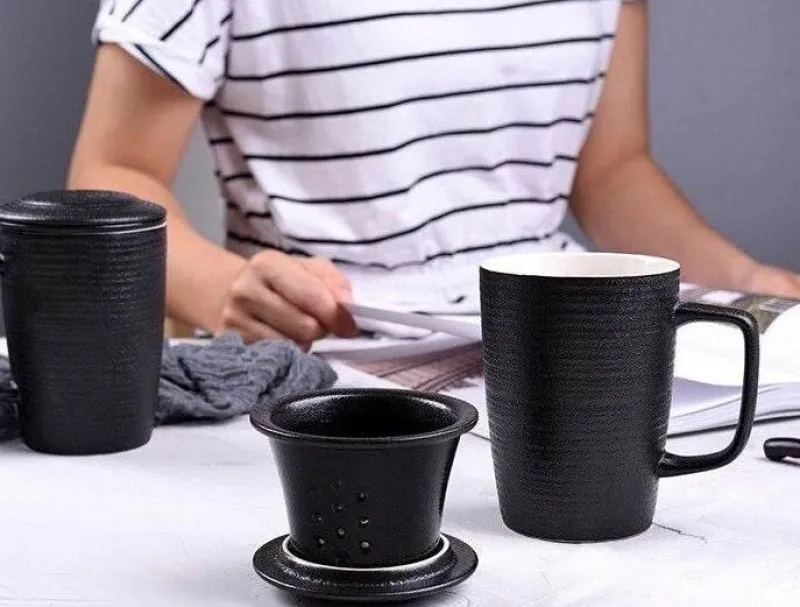 The Cozy Mug Küche & Esszimmer-Keramik-Teetasse mit Deckel – perfekt zum Aufbrühen von Tee zu Hause