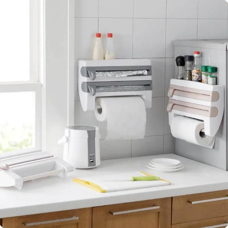 The Decor Haven Küche & Esszimmer-Kühlschrank-Aufbewahrungs-Organizer – Frischhaltefolienhalter aus Kunststoff