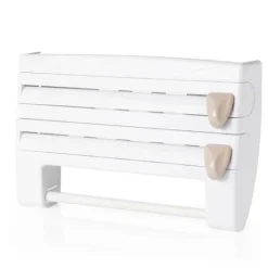 The Decor Haven Küche & Esszimmer-Kühlschrank-Aufbewahrungs-Organizer – Frischhaltefolienhalter aus Kunststoff