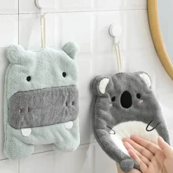 Tom Küche & Esszimmer-Kinderhandtuch aus Mikrofaser, Elefant/Nilpferd, süßes Tier-Design