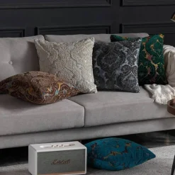 Pillow Haven Bettzeug-Kissenbezüge aus barockem Damast-Samt – 45 x 45 cm, dekorative Kissen