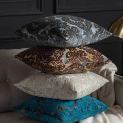 Pillow Haven Bettzeug-Kissenbezüge aus barockem Damast-Samt – 45 x 45 cm, dekorative Kissen