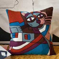 Pillow Haven Bettzeug|Wohndeko-Kissenbezüge mit abstrakter Stickerei, 45 x 45 cm, dekorative Sofa- und Autokissen