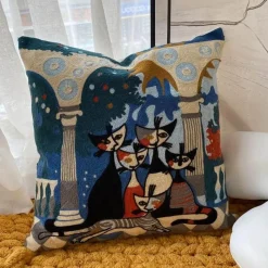 Pillow Haven Bettzeug|Wohndeko-Kissenbezüge mit abstrakter Stickerei, 45 x 45 cm, dekorative Sofa- und Autokissen