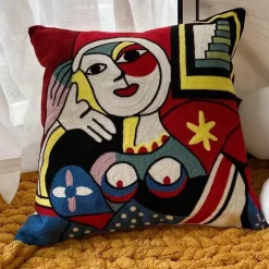 Pillow Haven Bettzeug|Wohndeko-Kissenbezüge mit abstrakter Stickerei, 45 x 45 cm, dekorative Sofa- und Autokissen