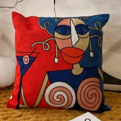 Pillow Haven Bettzeug|Wohndeko-Kissenbezüge mit abstrakter Stickerei, 45 x 45 cm, dekorative Sofa- und Autokissen