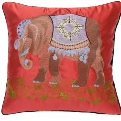 Pillow Haven Bettzeug|Wohndeko-Kissenbezüge mit Elefantenstickerei – Dekorative Sofakissen für das Wohnzimmer