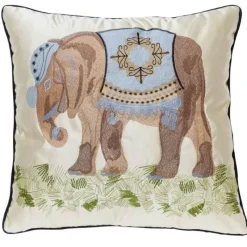 Pillow Haven Bettzeug|Wohndeko-Kissenbezüge mit Elefantenstickerei – Dekorative Sofakissen für das Wohnzimmer