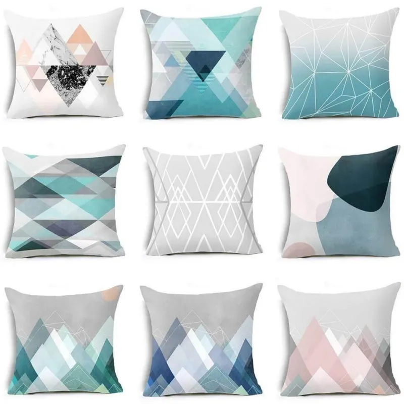 Cozy Haven Bettzeug-Kissenbezüge mit geometrischen Formen – Moderne Dekokissen