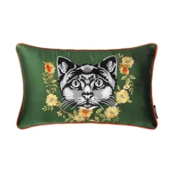 Pillow Haven Bettzeug-Kissenbezüge mit Katzenstickerei aus Samt und Quasten – gemütliche Kissenbezüge