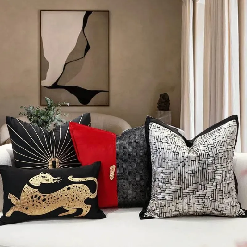 Pillow Haven Bettzeug-Kissenbezüge mit Stickerei, 50 x 50 cm, dekorative Kissenbezüge für Zuhause und Hotel