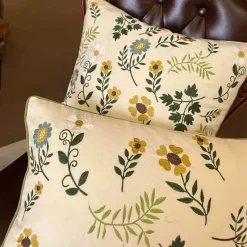 Cozy Cushions Bettzeug-Kissenbezug aus Baumwolle mit Blattstickerei - Dekorative Kissenhülle