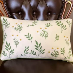 Cozy Cushions Bettzeug-Kissenbezug aus Baumwolle mit Blattstickerei - Dekorative Kissenhülle