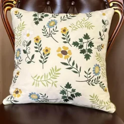 Cozy Cushions Bettzeug-Kissenbezug aus Baumwolle mit Blattstickerei - Dekorative Kissenhülle