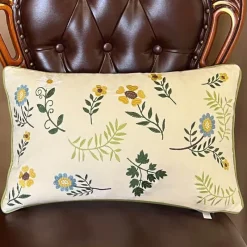 Cozy Cushions Bettzeug-Kissenbezug aus Baumwolle mit Blattstickerei - Dekorative Kissenhülle