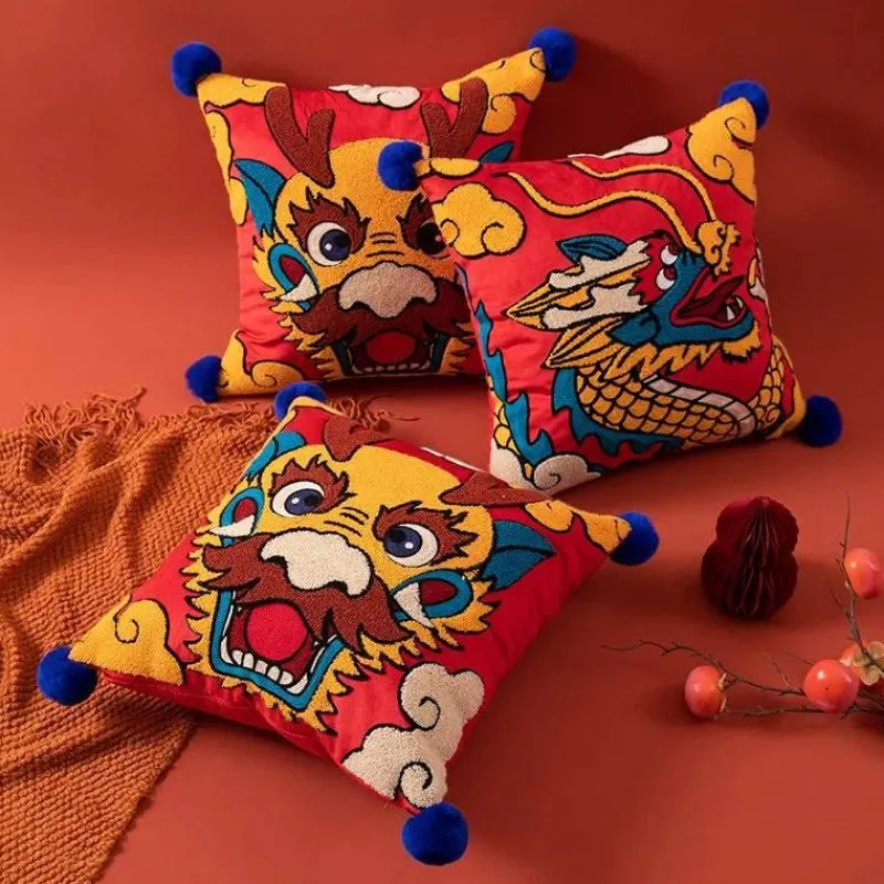 Pillow Haven Bettzeug-Kissenbezug „Drchenjhr“ 45 x 45 cm – bestickt mit Hrbll-Dekor