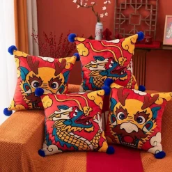 Pillow Haven Bettzeug-Kissenbezug „Drchenjhr“ 45 x 45 cm – bestickt mit Hrbll-Dekor