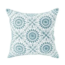 Pillow Haven Bettzeug-Kissenbezug mit Blumenstickerei - Baumwoll-Canvas-Heimdekor