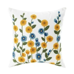Pillow Haven Bettzeug-Kissenbezug mit Blumenstickerei - Baumwoll-Canvas-Heimdekor
