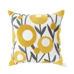 Pillow Haven Bettzeug-Kissenbezug mit Blumenstickerei - Baumwoll-Canvas-Heimdekor