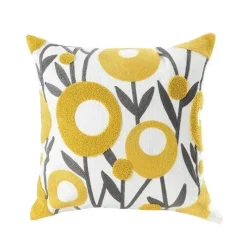 Pillow Haven Bettzeug-Kissenbezug mit Blumenstickerei 45x45 - Luxus-Canvas-Heimdekor