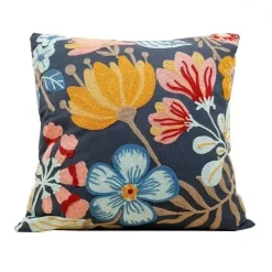 Pillow Haven Bettzeug-Kissenbezug mit Blumenstickerei 45x45 - Luxus-Canvas-Heimdekor