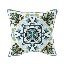 Pillow Haven Bettzeug-Kissenbezug mit Blumenstickerei 45x45 - Luxus-Canvas-Heimdekor