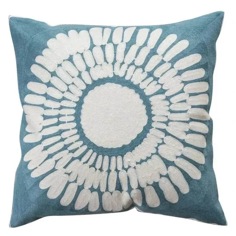Pillow Haven Bettzeug-Kissenbezug mit Blumenstickerei 45x45 - Luxus-Canvas-Heimdekor