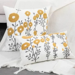 The Cushion Corner Bettzeug-Kissenbezug mit botanischem Blumenmuster – Dekorativer Kissenbezug im Landhausstil