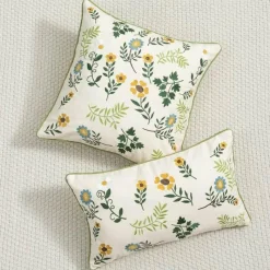 The Cushion Corner Bettzeug-Kissenbezug mit botanischem Blumenmuster – Dekorativer Kissenbezug im Landhausstil