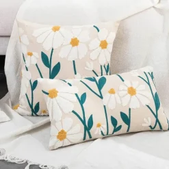 The Cushion Corner Bettzeug-Kissenbezug mit botanischem Blumenmuster – Dekorativer Kissenbezug im Landhausstil