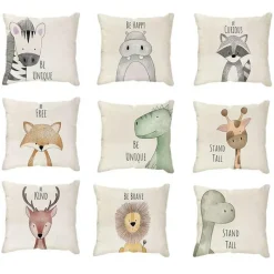 Pillow Haven Bettzeug-Kissenbezug mit Cartoon-Tiermotiv, Leinen, für die Heimdekoration