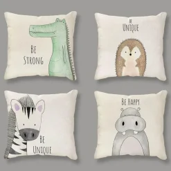 Pillow Haven Bettzeug-Kissenbezug mit Cartoon-Tiermotiv, Leinen, für die Heimdekoration