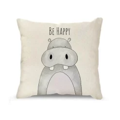 Pillow Haven Bettzeug-Kissenbezug mit Cartoon-Tiermotiv, Leinen, für die Heimdekoration