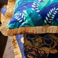 Pillow Haven Bettzeug-Kissenbezug mit Dschungeltieren – Luxus-Satin mit goldenen Quastenfransen