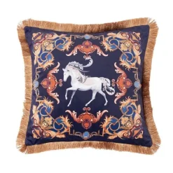 Pillow Haven Bettzeug-Kissenbezug mit Dschungeltieren – Luxus-Satin mit goldenen Quastenfransen