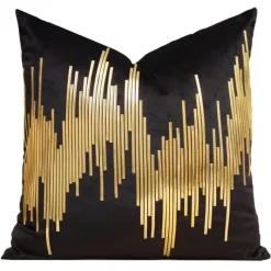 Pillow Haven Bettzeug-Kissenbezug mit goldener Leopardenstickerei – Luxuriöses Wohnzimmerdekor