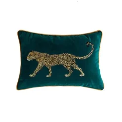 Pillow Haven Bettzeug-Kissenbezug mit Leopardenstickerei – Dekoratives Akzentkissen mit Tiermuster