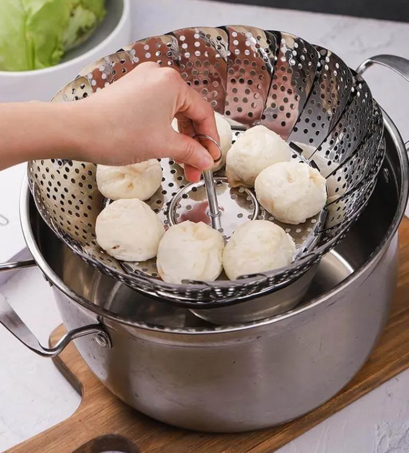 Deco Küche & Esszimmer-Klappbarer Dampfgarer aus Edelstahl – Küchenwerkzeug für Gemüse