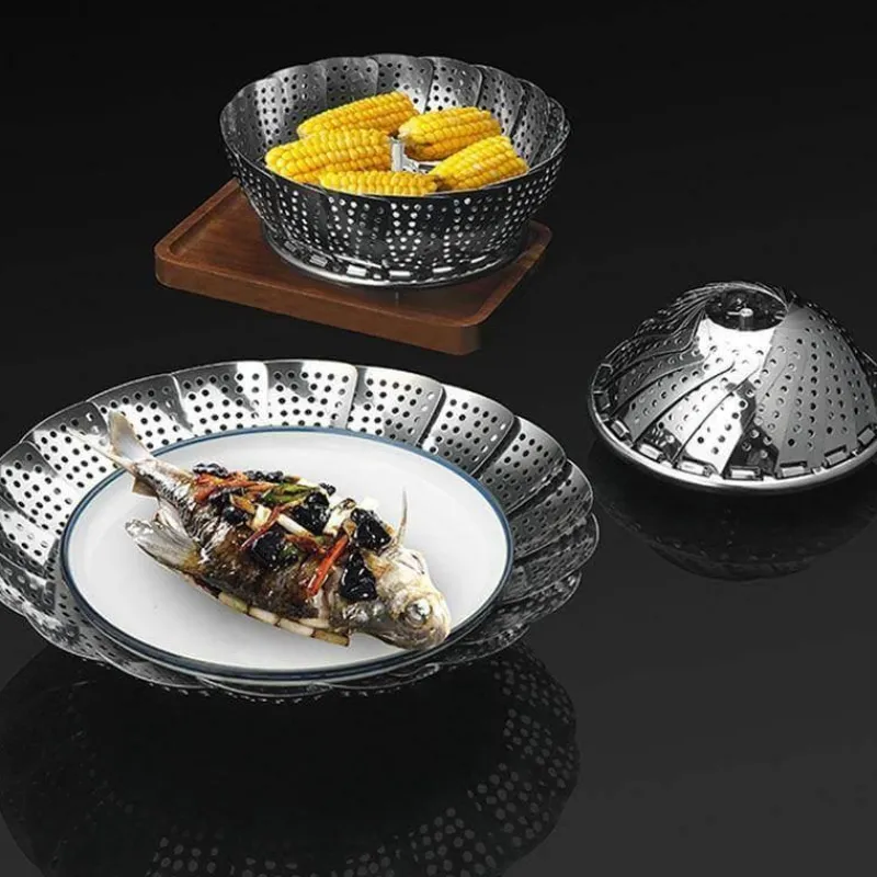 Deco Küche & Esszimmer-Klappbarer Dampfgarer aus Edelstahl – Küchenwerkzeug für Gemüse