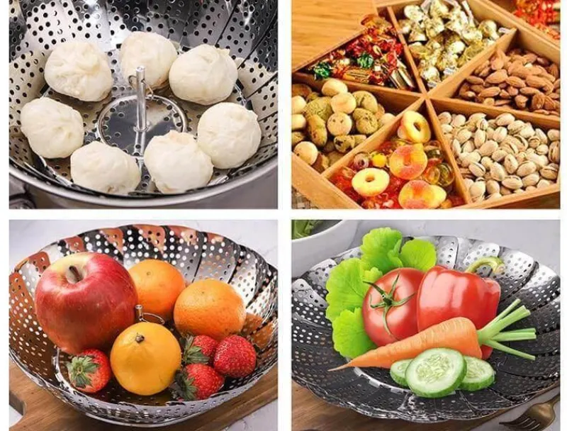 Deco Küche & Esszimmer-Klappbarer Dampfgarer aus Edelstahl – Küchenwerkzeug für Gemüse