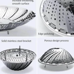 Deco Küche & Esszimmer-Klappbarer Dampfgarer aus Edelstahl – Küchenwerkzeug für Gemüse