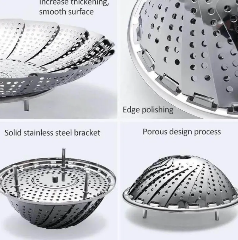 Deco Küche & Esszimmer-Klappbarer Dampfgarer aus Edelstahl – Küchenwerkzeug für Gemüse