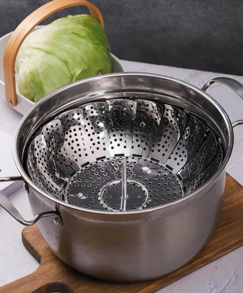 Deco Küche & Esszimmer-Klappbarer Dampfgarer aus Edelstahl – Küchenwerkzeug für Gemüse