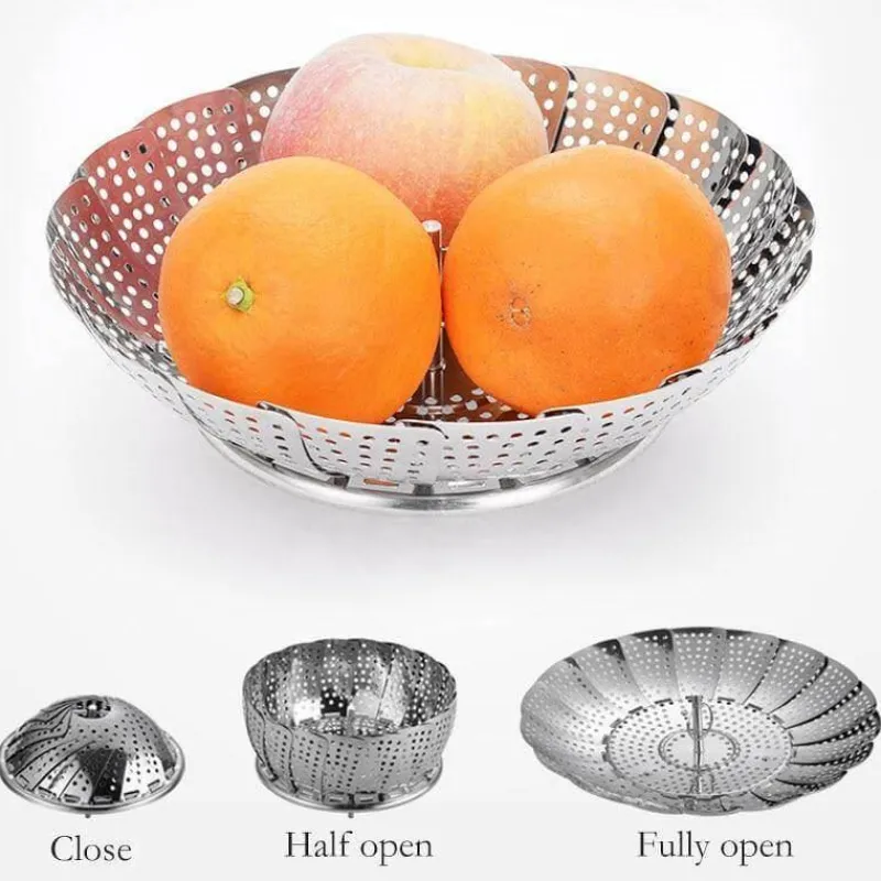 Deco Küche & Esszimmer-Klappbarer Dampfgarer aus Edelstahl – Küchenwerkzeug für Gemüse