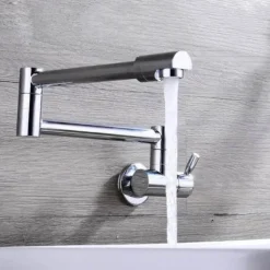 The Culinary Kit Küche & Esszimmer-Klappbarer Topffüller-Wasserhahn aus Chrom zur Wandmontage