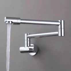 The Culinary Kit Küche & Esszimmer-Klappbarer Topffüller-Wasserhahn aus Chrom zur Wandmontage