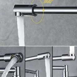 The Culinary Kit Küche & Esszimmer-Klappbarer Topffüller-Wasserhahn aus Chrom zur Wandmontage