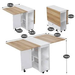 Comfort u0026 Style Möbel-Klappbares Esstisch-Set mit Rollen – Moderne, platzsparende Möbel