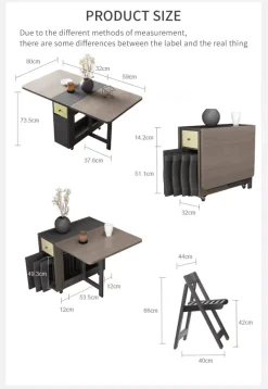 Comfort u0026 Style Möbel-Klappbares rechteckiges Esstisch-Set – elegante, platzsparende Möbel